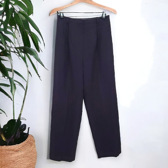 Talbots Women's Vintage Purple Pleated Wool Straight Leg Pants Size 4 Petite - Picture 1 of 12